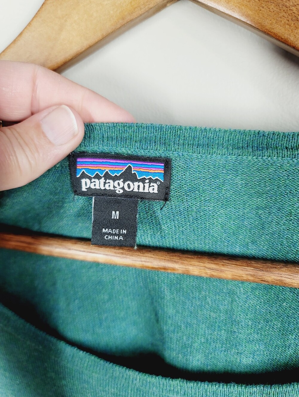Patagonia Glorya Green Heathered Crewneck Sweater, Size M - Picture 2 of 5